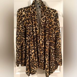 Roz & Ali Animal Print Open Front Cardigan plus Size 2X